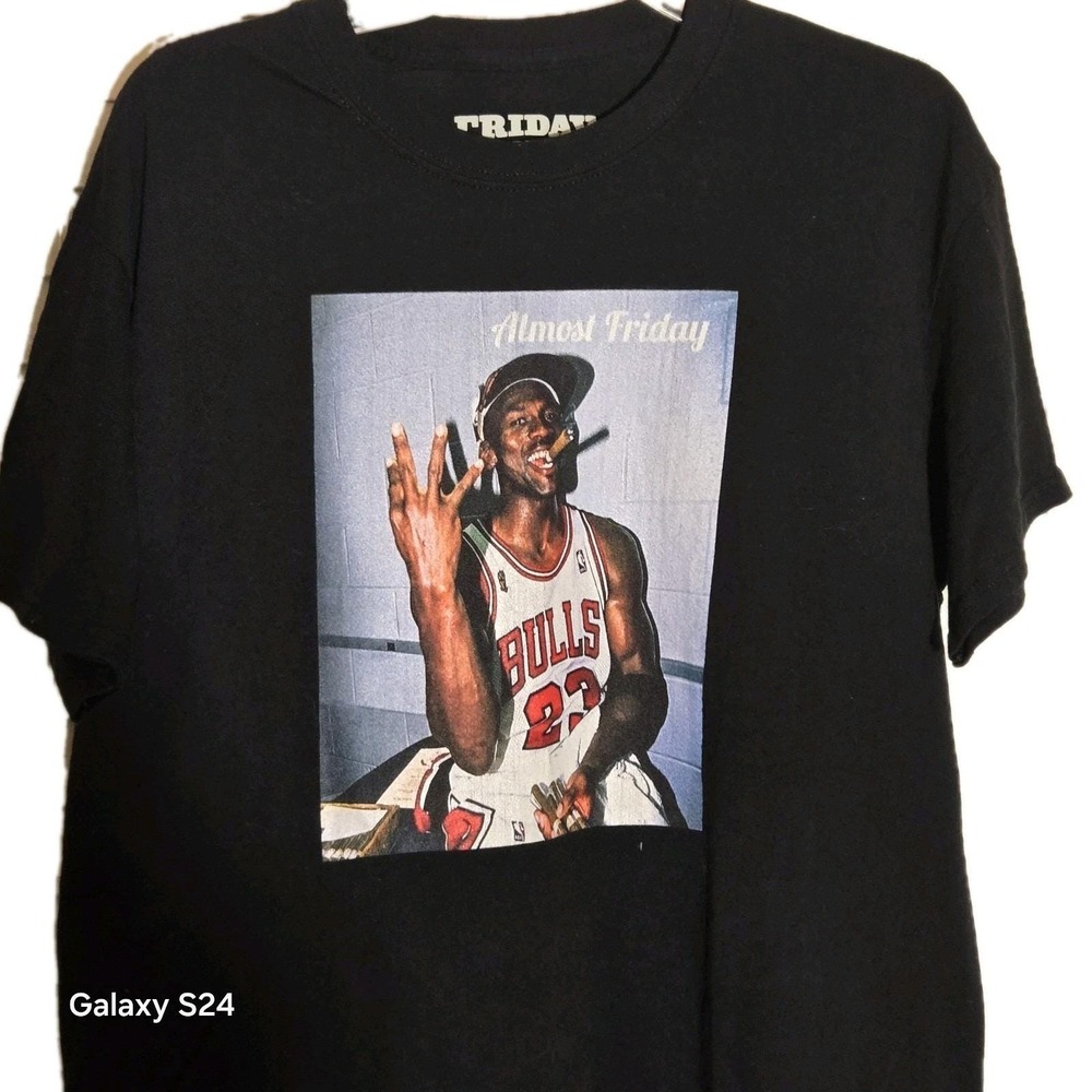 Vintage Shirt Michael Jordan Sz Large T-shirt Black Almost friday Basketball